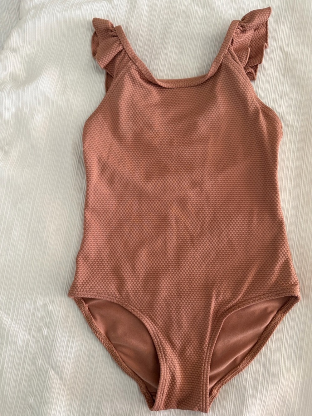 H&M Girls Rust One-Piece Swimsuit with Ruffle Straps Size 5T/6